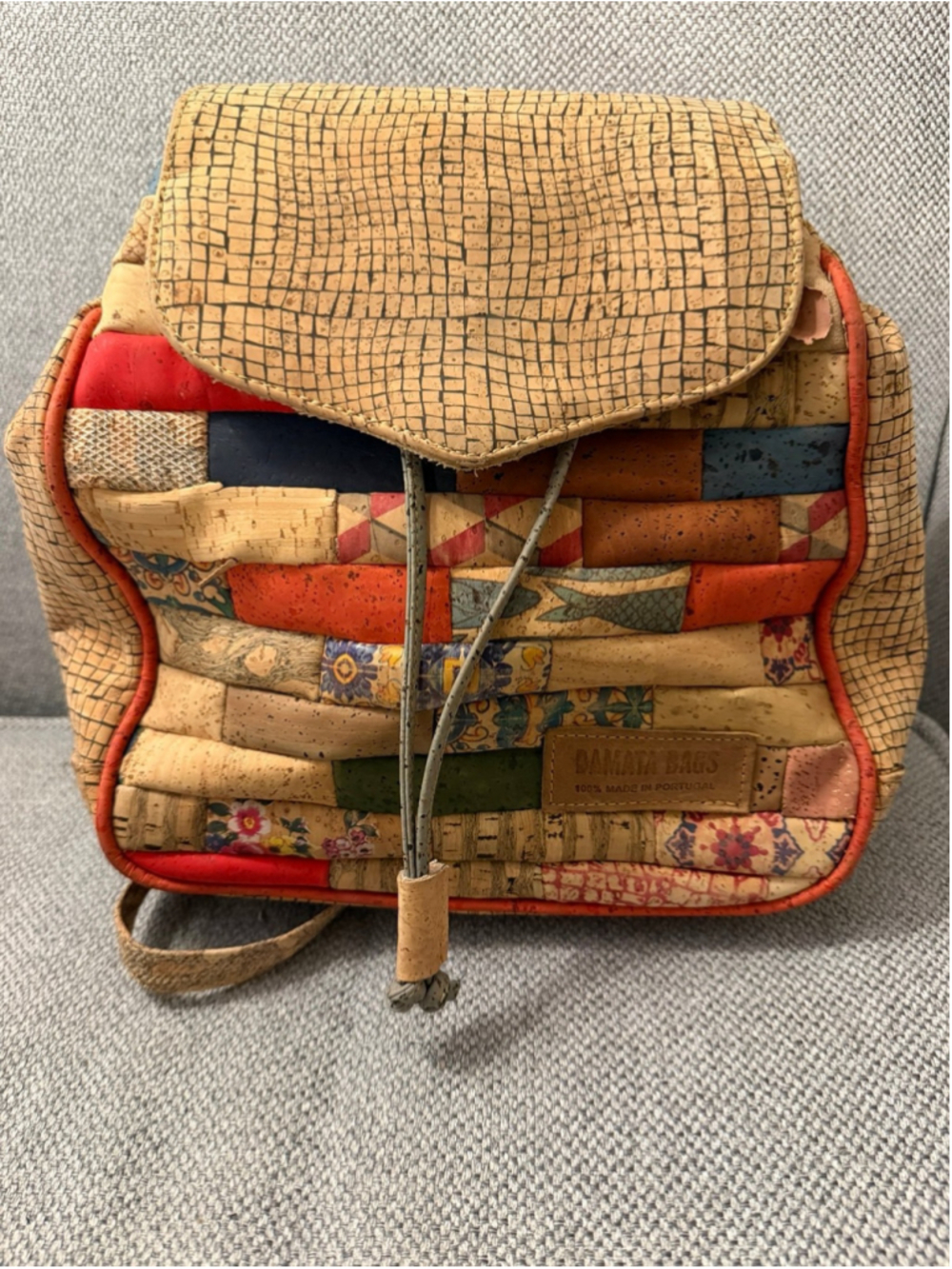 Damata Bags made in Portugal multicolored patchwork cork backpack